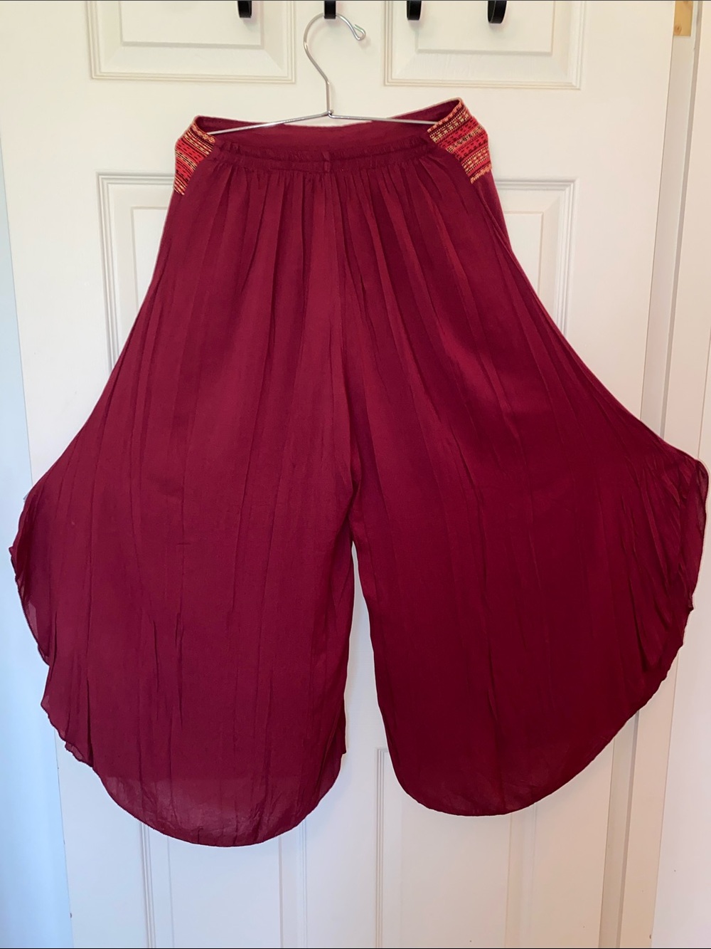 Thai Wide-Leg Yoga Pants Maroon